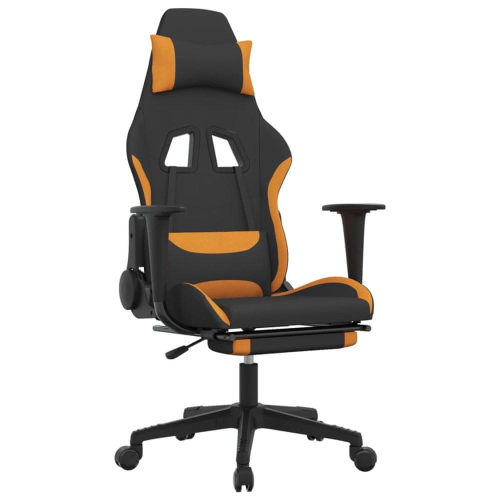 Vidaxl Herná stolička s podnožkou čierna a oranžová látková